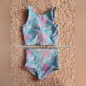 Reversible Kids Two-Piece Swim Set - Aqua with Pink Jellyfish